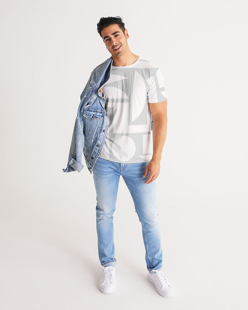 Men's Grey and White Cubism Strech Tee - Sphere Five