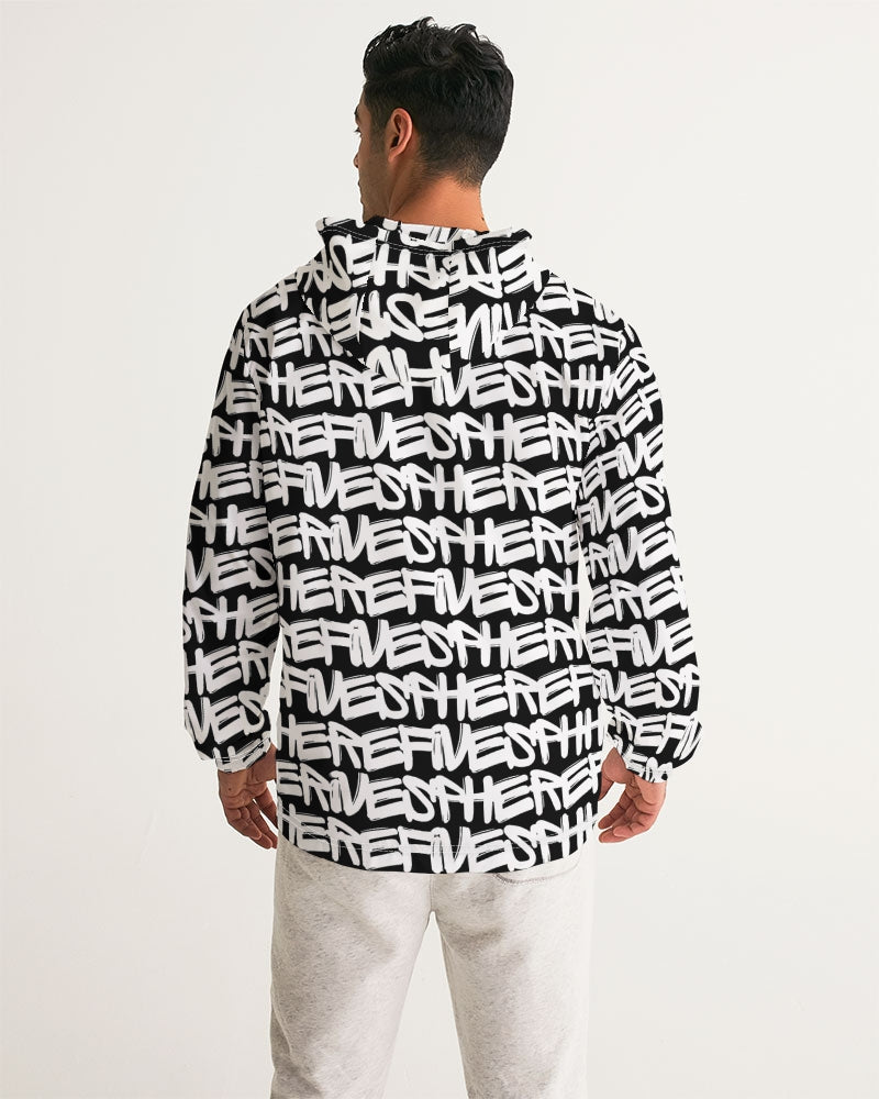Men's Black Graffiti Windbreaker - Sphere Five