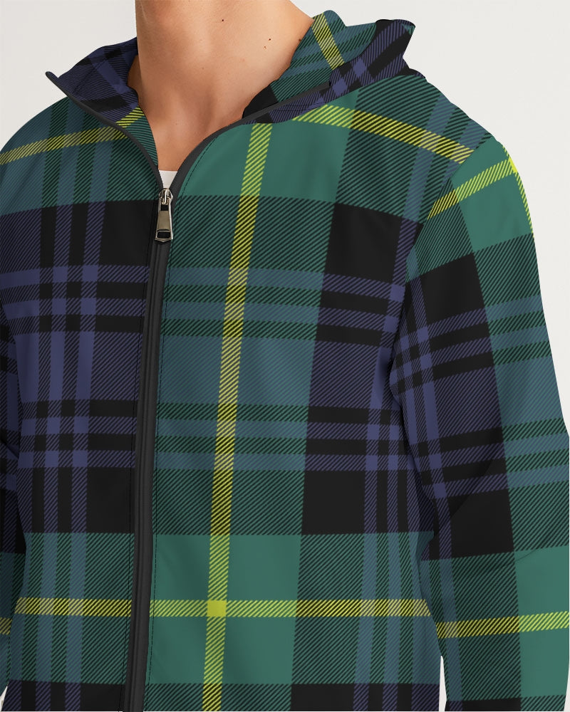 Men's Navy Tartan Check Windbreaker - Sphere Five