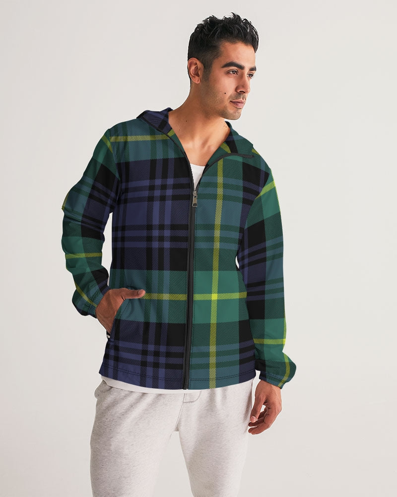 Men's Navy Tartan Check Windbreaker - Sphere Five
