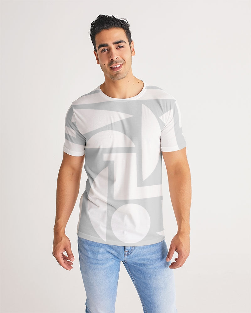 Men's Grey and White Cubism Strech Tee - Sphere Five