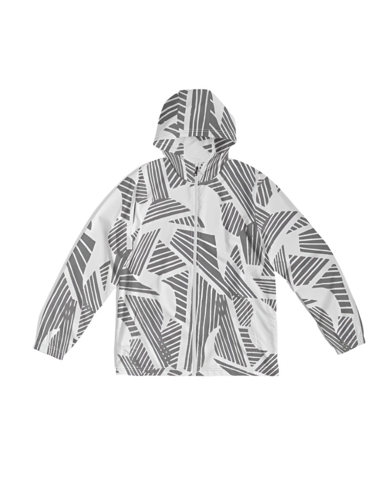Grey and White Geometric pattern windbreaker