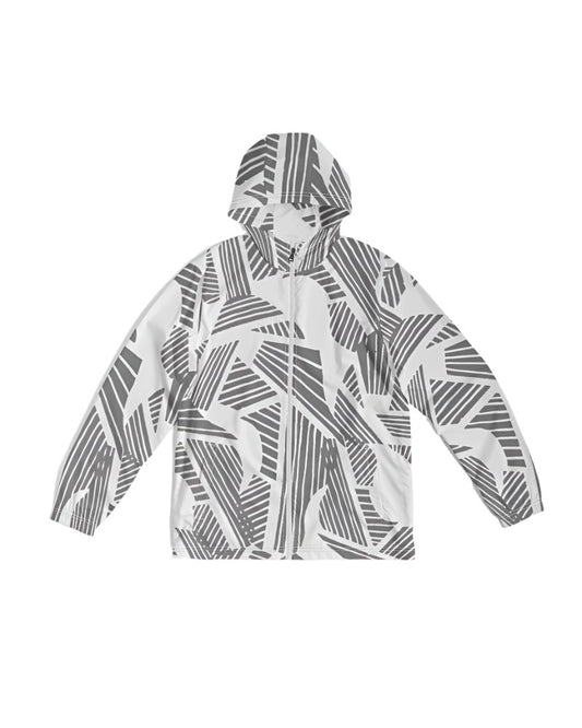 Grey and White Geometric pattern windbreaker