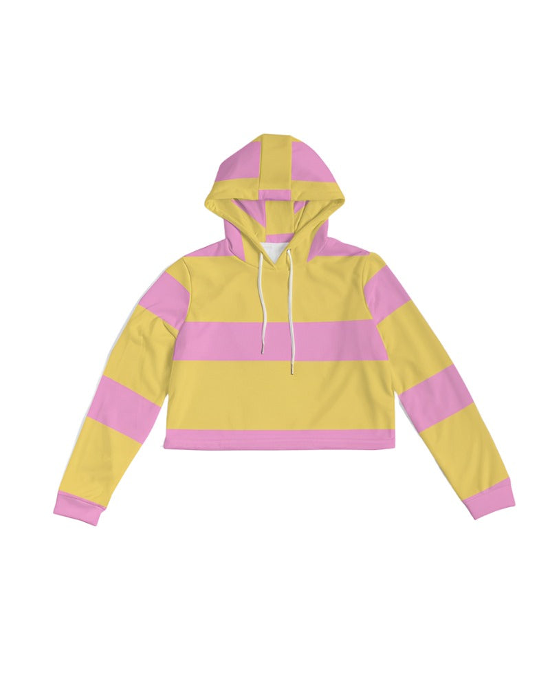 Women's pink and yellow stripes Cropped Hoodie - Sphere Five