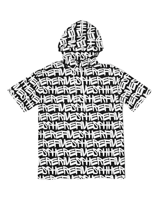 Black and White Graffiti short sleeve hoodie