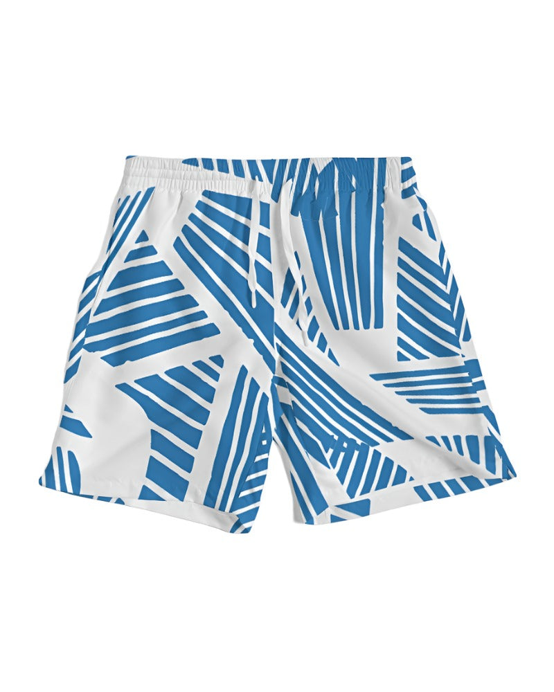 Men's Swim Trunk blue and white geometric- Sphere Five