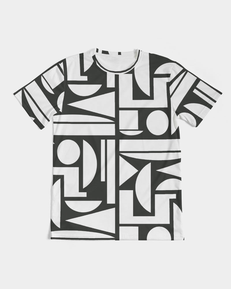 men's black and white cubism stretch t-shirt sphere five