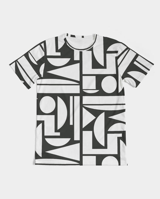 men's black and white cubism stretch t-shirt sphere five