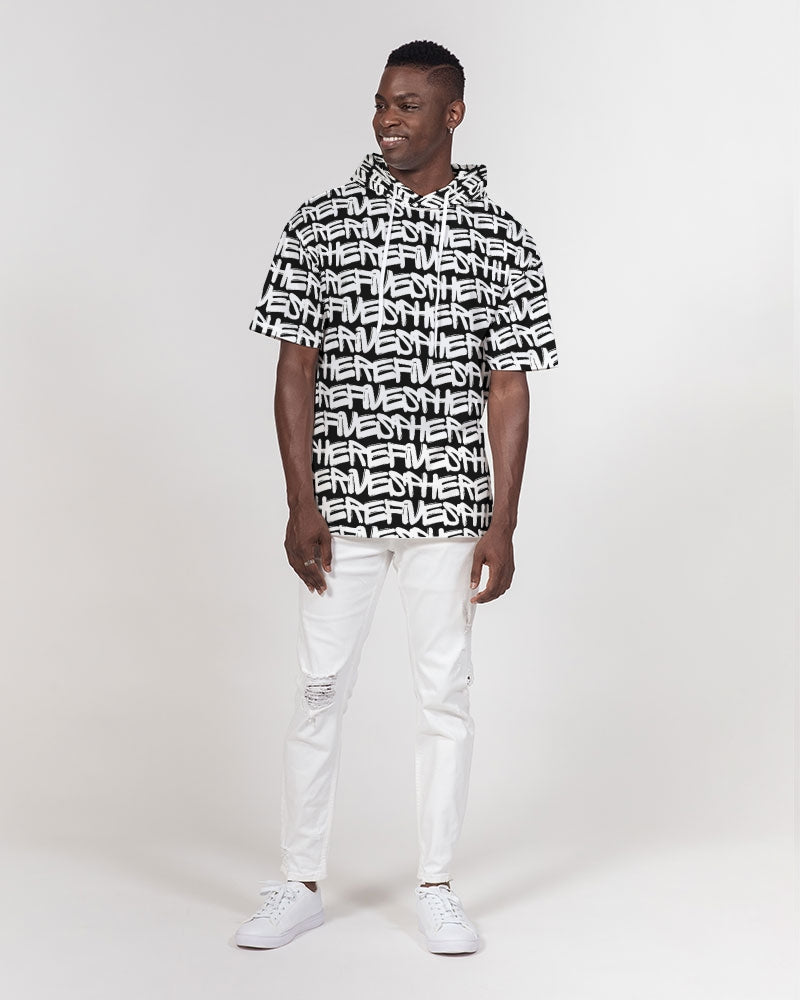 Men's Black Graffiti Heavyweight Short Sleeve Hoodie - Sphere Five
