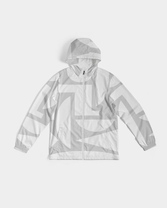 White and Grey Cubism pattern men's windbreaker