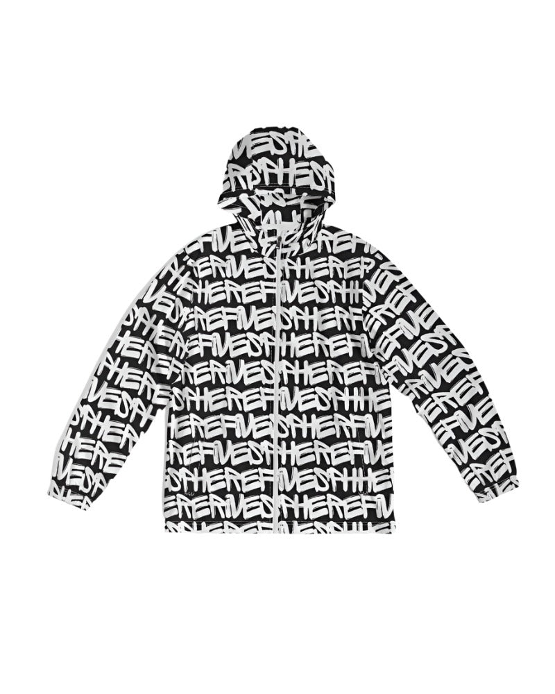 Men's Black and White Graffiti Windbreaker