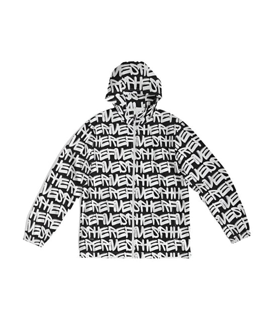 Men's Black and White Graffiti Windbreaker