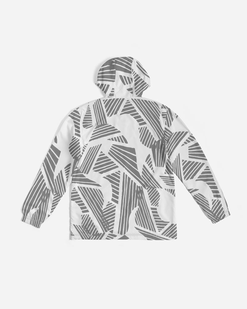 Men's Grey and White Geometric Windbreaker - Sphere Five