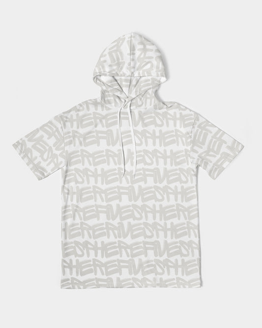 Men's Short Sleeve Grey and White Graffiti Hoodie Sphere Five