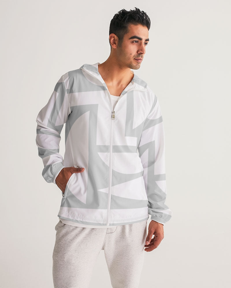 Men's Grey and White Cubism Windbreaker - Sphere Five