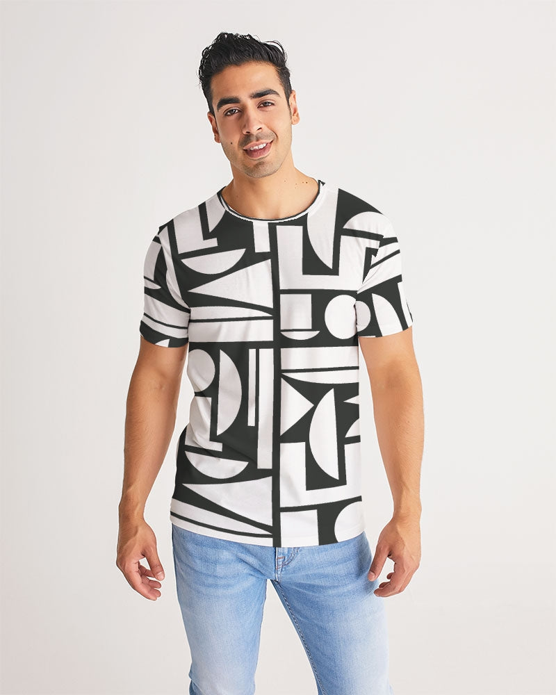 Men's Black and White Cubism Stretch Tee - Sphere Five