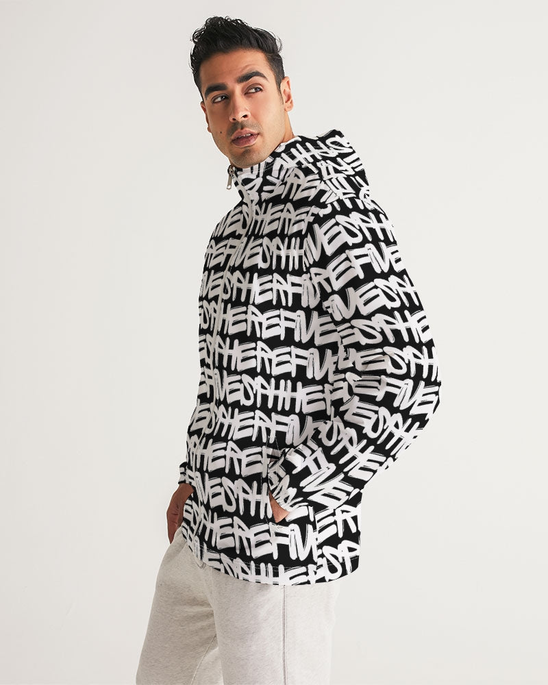 Men's Black Graffiti Windbreaker - Sphere Five