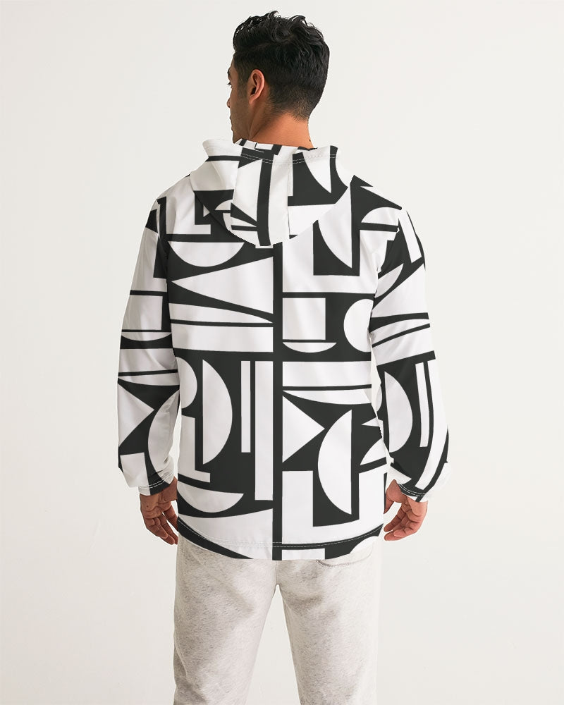 Men's Black and White Cubism Windbreaker - Sphere Five
