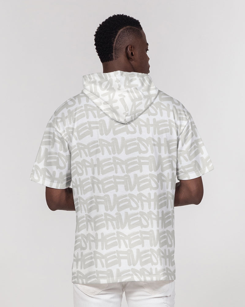 Men's Grey Graffiti Heavyweight Short Sleeve Hoodie - Sphere Five