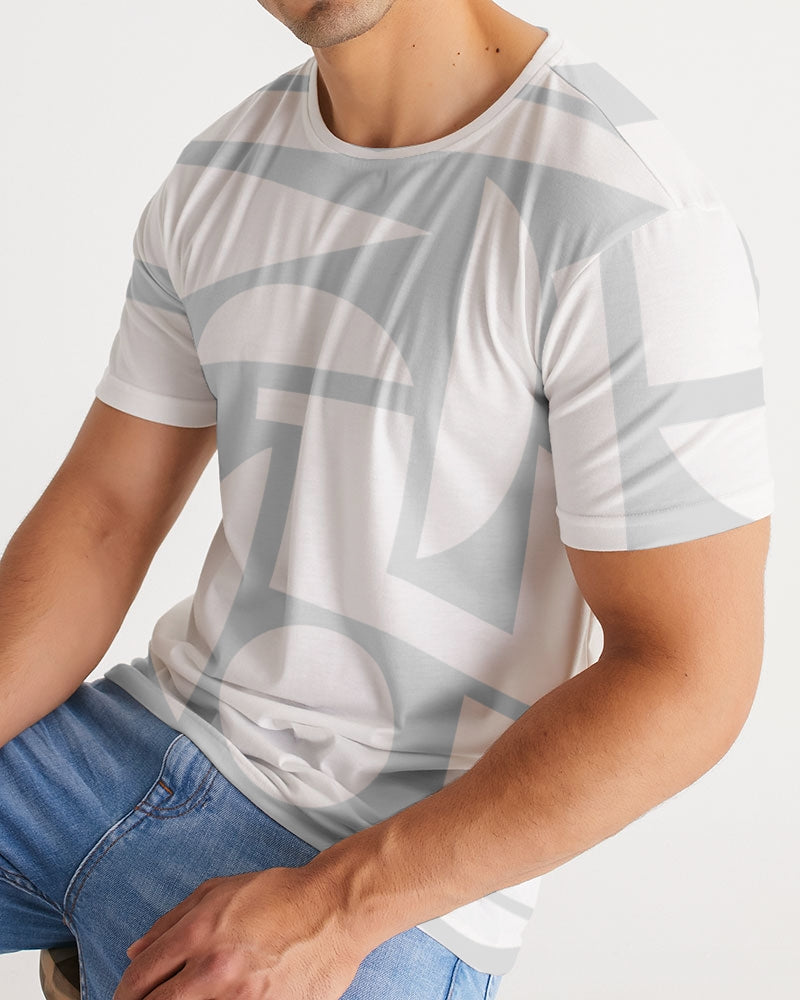 Men's Grey and White Cubism Strech Tee - Sphere Five