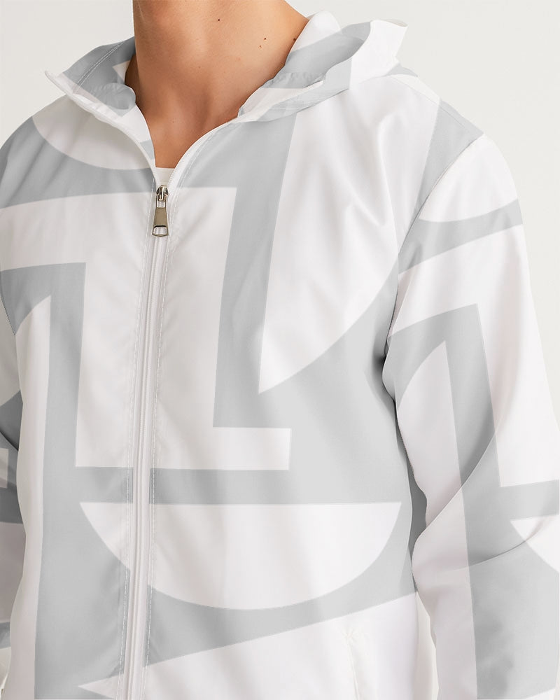 Men's Grey and White Cubism Windbreaker - Sphere Five