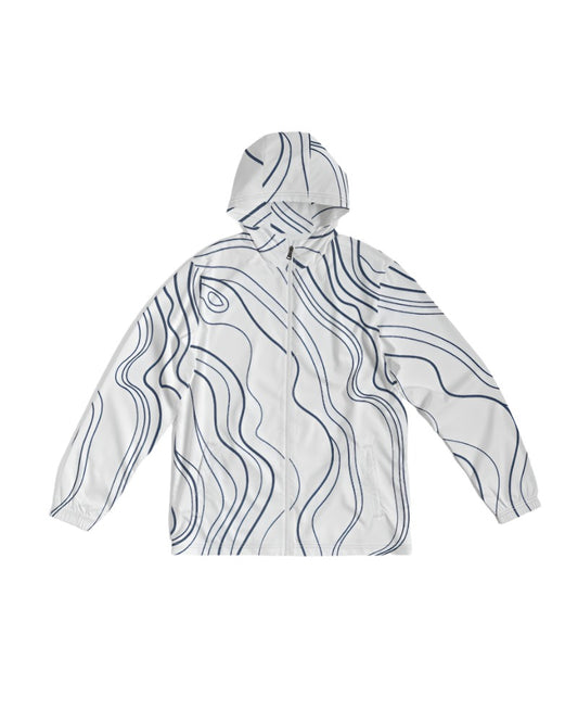 Marble pattern on white material men's windbreaker sphere five