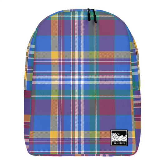 Minimalist Blue Tartan Backpack - Sphere Five
