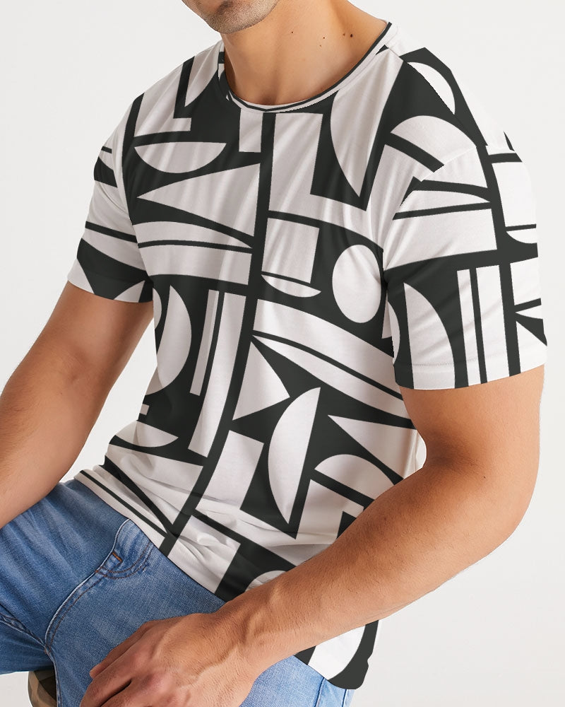 Men's Black and White Cubism Stretch Tee - Sphere Five