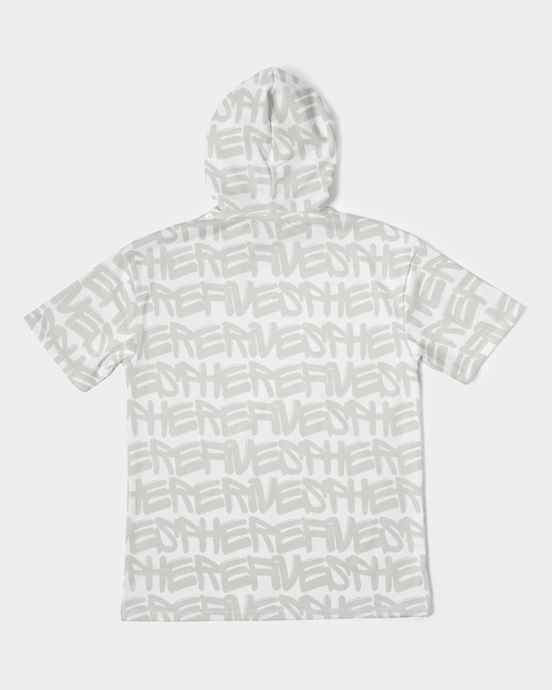 Men's Grey Graffiti Heavyweight Short Sleeve Hoodie - Sphere Five