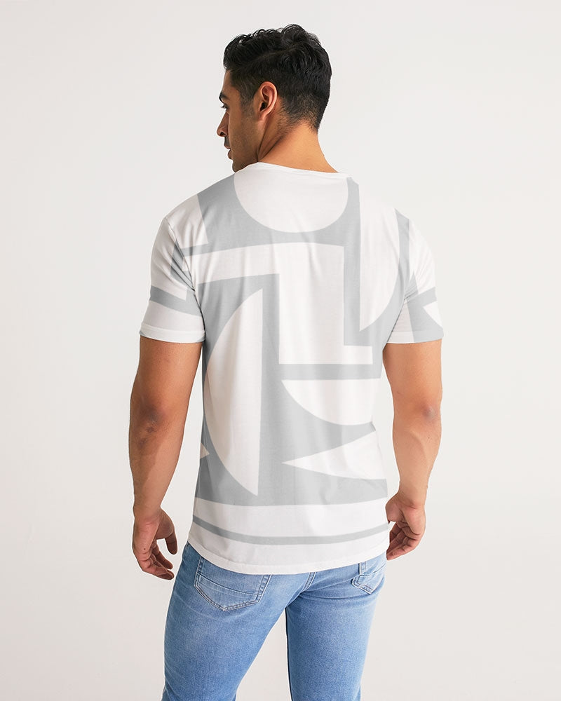 Men's Grey and White Cubism Strech Tee - Sphere Five