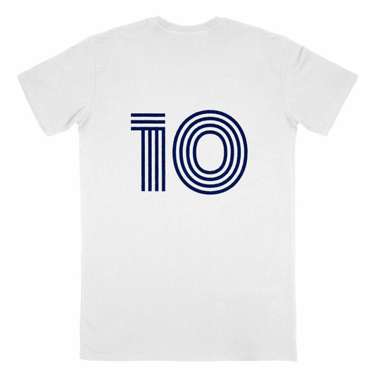 Men's White T-Shirt Made in France with 10 on back