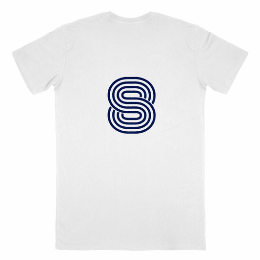 Men's White T-Shirt Made in France with 8 on back