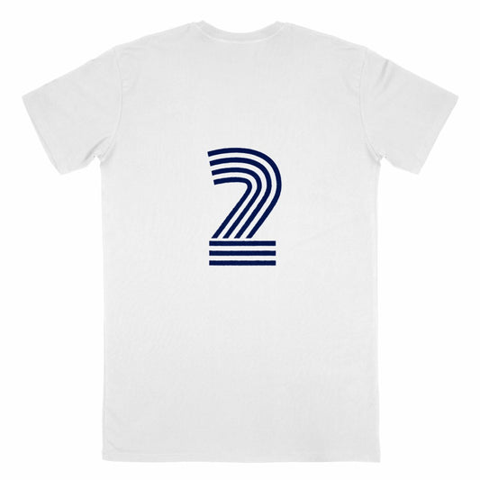 Men's White Organic Cotton French T-Shirt with 2 on back