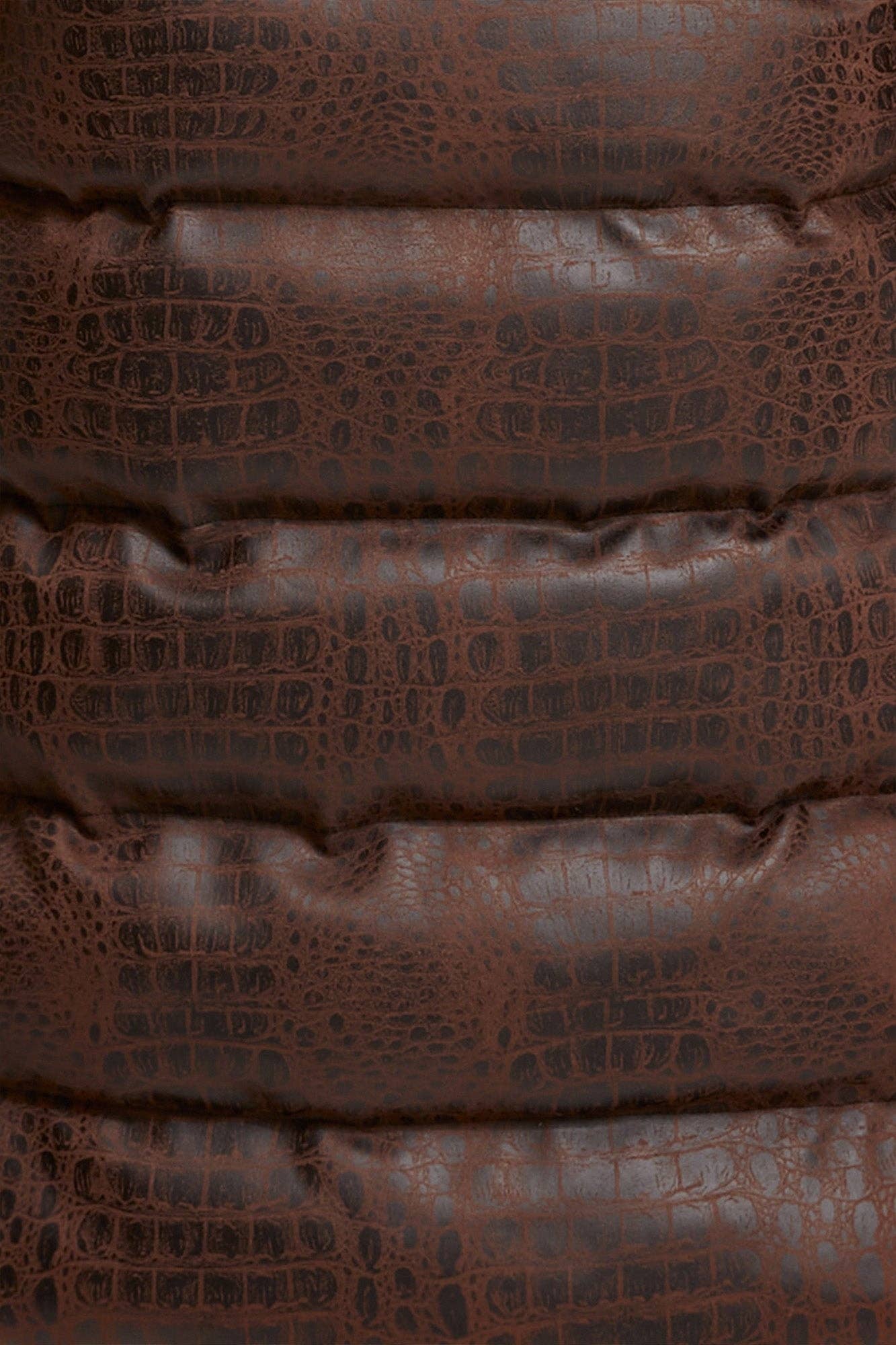 brown crocodile puffer coat