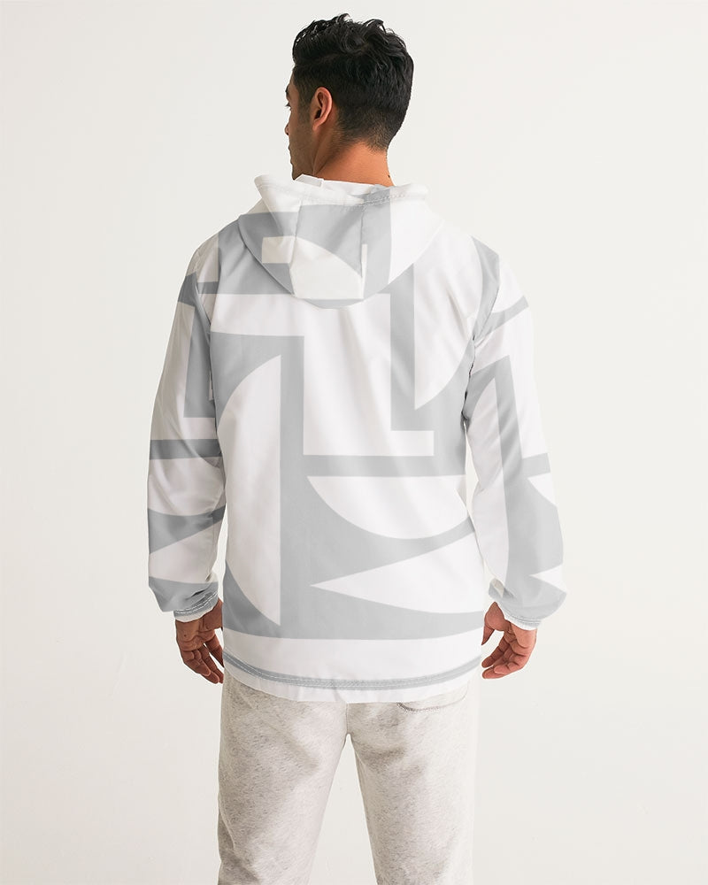 Men's Grey and White Cubism Windbreaker - Sphere Five