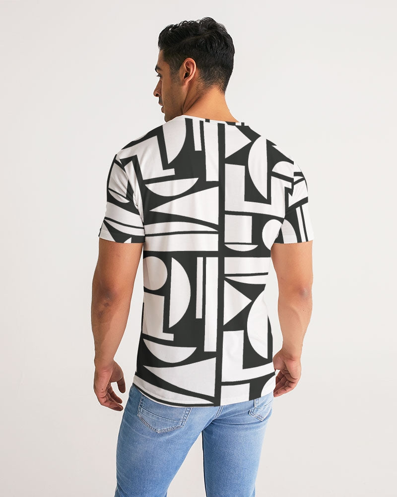 Men's Black and White Cubism Stretch Tee - Sphere Five