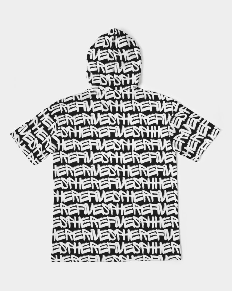 Men's Black Graffiti Heavyweight Short Sleeve Hoodie - Sphere Five