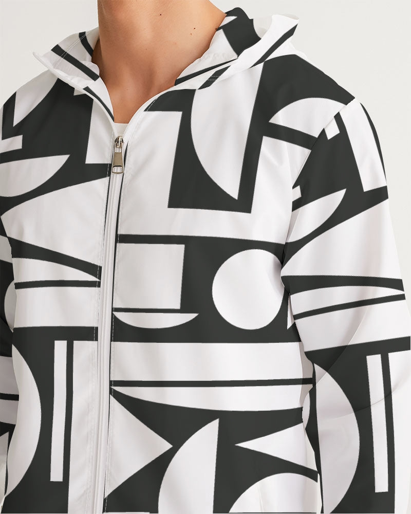 Men's Black and White Cubism Windbreaker - Sphere Five