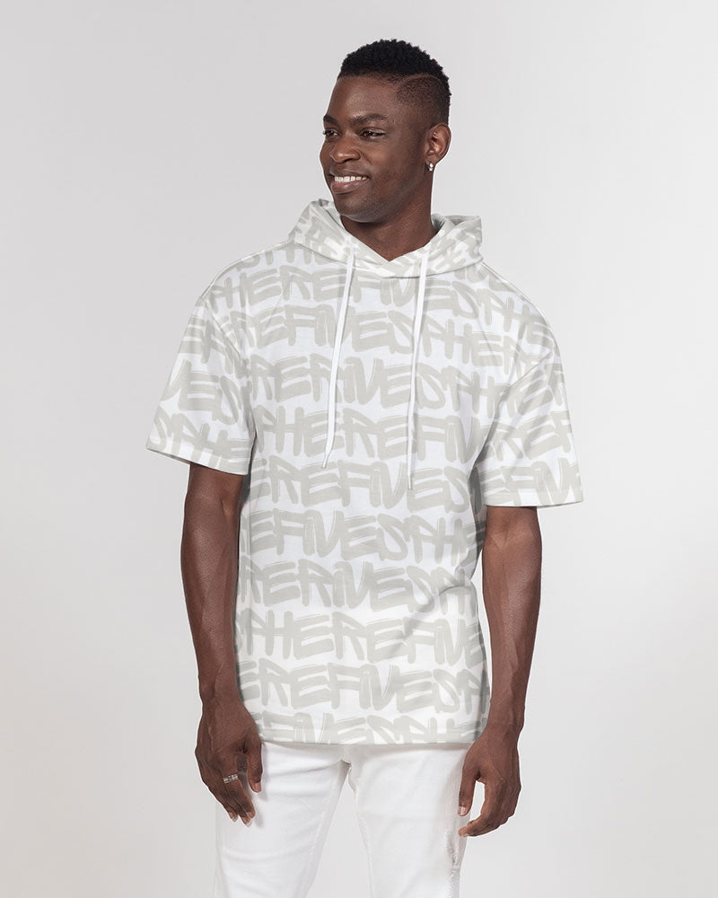 Men's Grey Graffiti Heavyweight Short Sleeve Hoodie - Sphere Five
