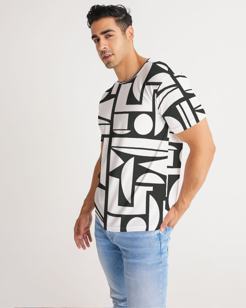 Men's Black and White Cubism Stretch Tee - Sphere Five