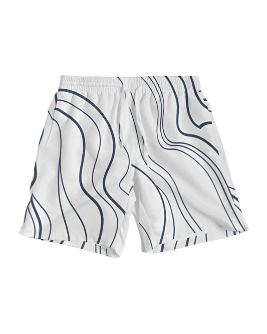 Dark blue waves with white background Men's Swim Trunk - Sphere Five