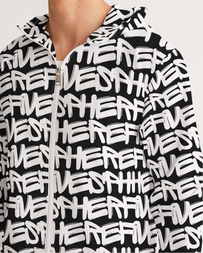 Men's Black Graffiti Windbreaker - Sphere Five