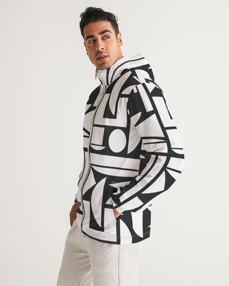 Men's Black and White Cubism Windbreaker - Sphere Five
