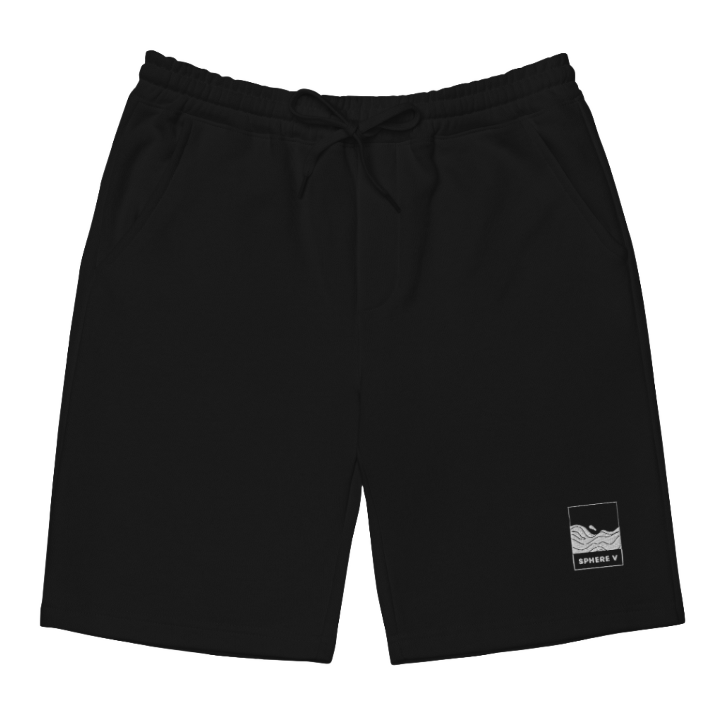 Black with white embroidery Men's Fleece Shorts - Sphere Five