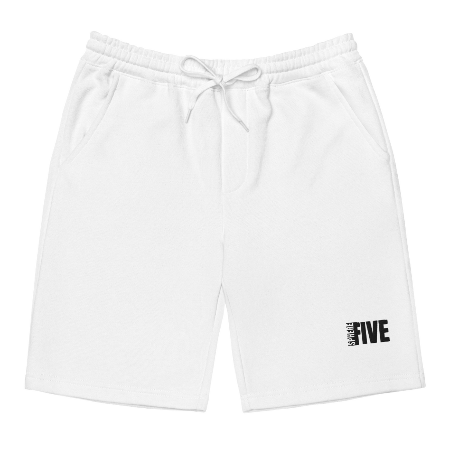 Men's White Sphere Five Embroidered Fleece Shorts - Sphere Five