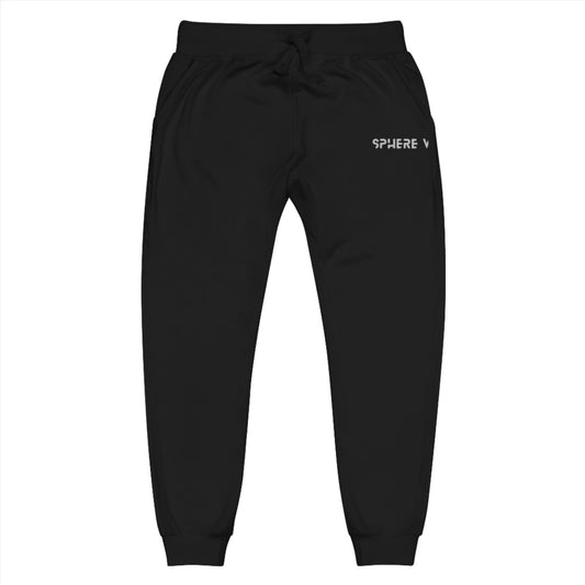 Black Unisex Fleece Sweatpants - Sphere Five Embroidery